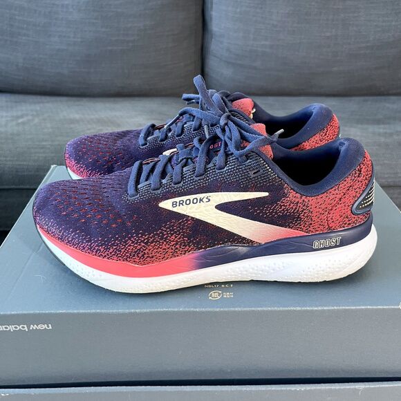 Brooks Ghost 16 Peacoat Apricot Blue Running Shoes 1204071B422 Women's Size 9 - Picture 1 of 12